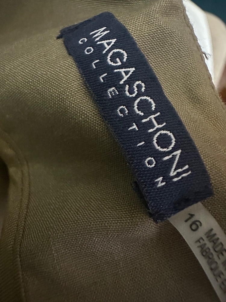 MAGASCHONI COLLECTION Trousers Womens 16 Brown Grey Herringbone Wide Leg - Picture 4 of 14